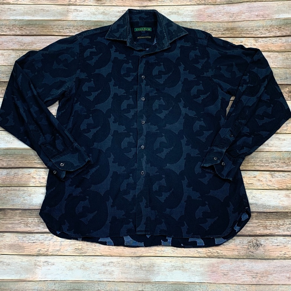 Inserch Icon Jacquard Cotton Black Gray Shirt Med